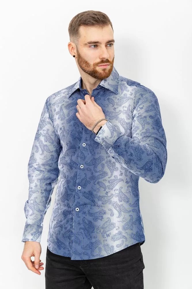 Купити Сорочка чоловіча в смужку, колір синьо-білий, 131R140125 - Фото №3