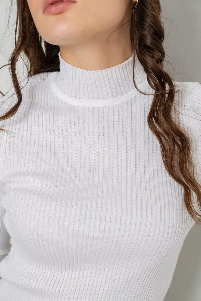 Купить Водолазка женская в рубчик  -уценка, цвет белый, 214R91306-U-35 - Фото №5
