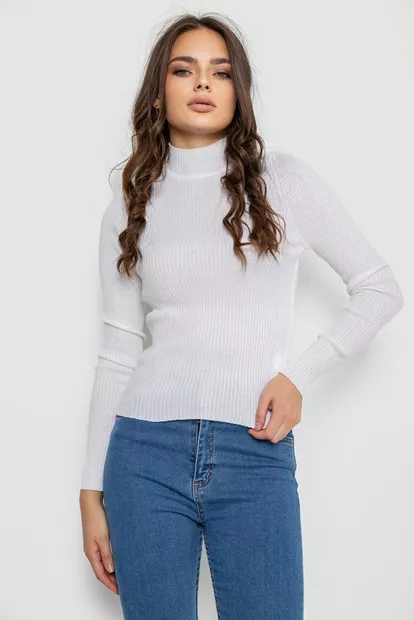 Водолазка жіноча в рубчик  -уцінка, колір білий, 214R91306-U-35