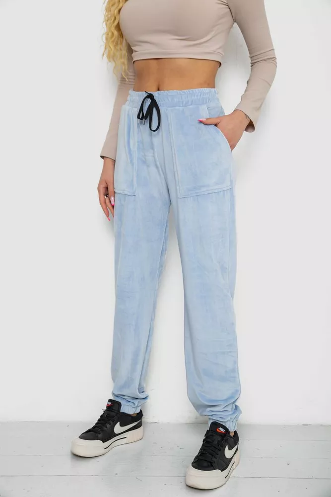 Купити Штани жіночі велюрові  -уцінка, колір блакитний, 238R58168-U-47 - Фото №3