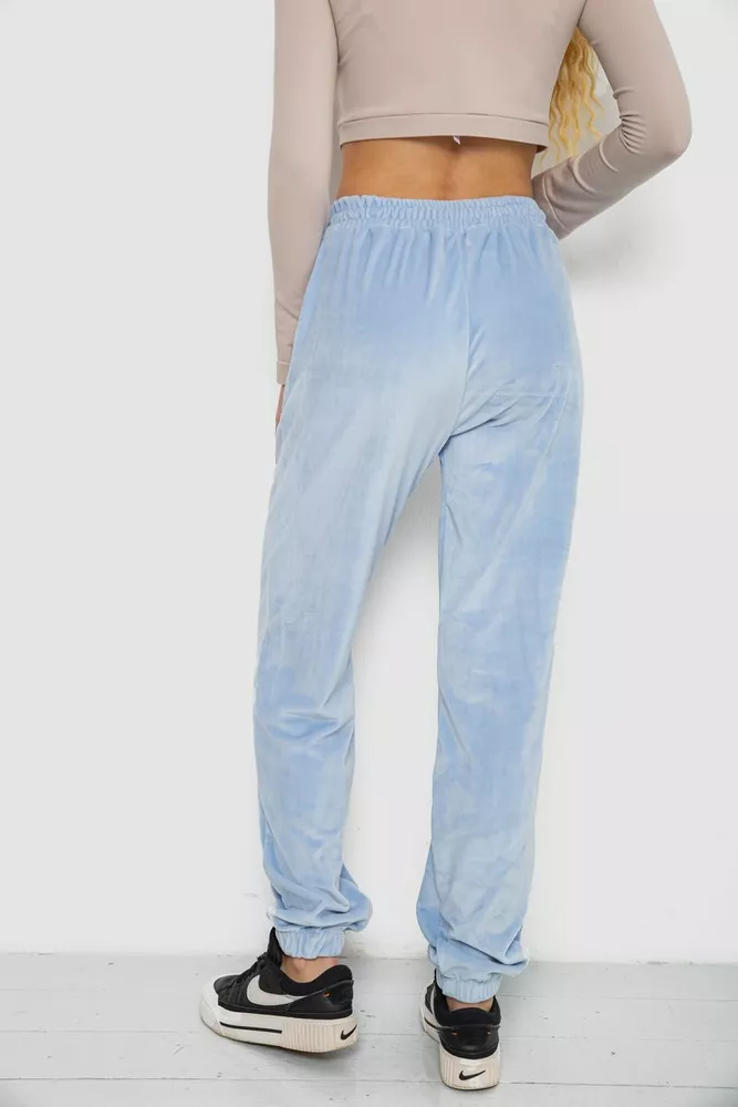 Купити Штани жіночі велюрові  -уцінка, колір блакитний, 238R58168-U-47 - Фото №4