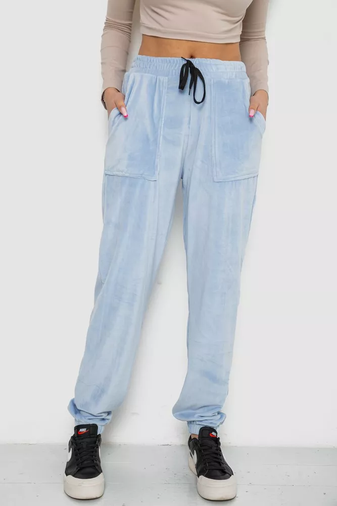 Купити Штани жіночі велюрові  -уцінка, колір блакитний, 238R58168-U-47 - Фото №1