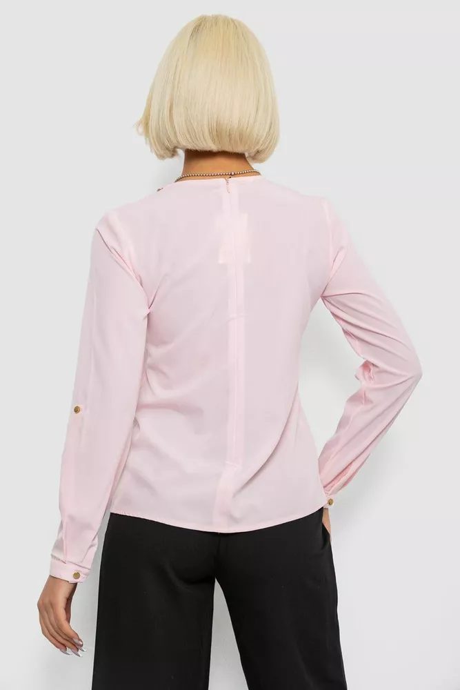 Купити Блуза однотонна  -уцінка, колір світло-рожевий, 230R306-U-101 - Фото №4
