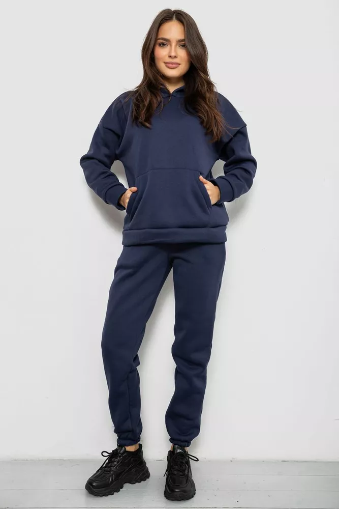 Купить Спортивный костюм женский на флисе  -уценка, цвет синий, 257R85-U-4 - Фото №1