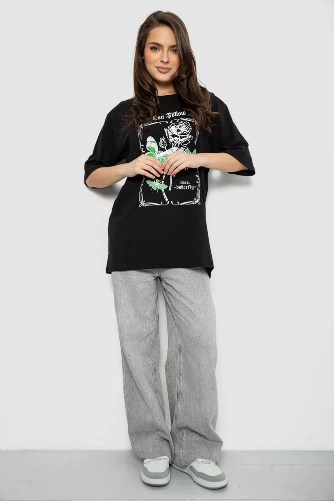 Купить Футболка женская с принтом, цвет черный, 244R2009 - Фото №2