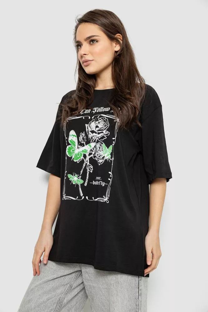 Купить Футболка женская с принтом, цвет черный, 244R2009 - Фото №3