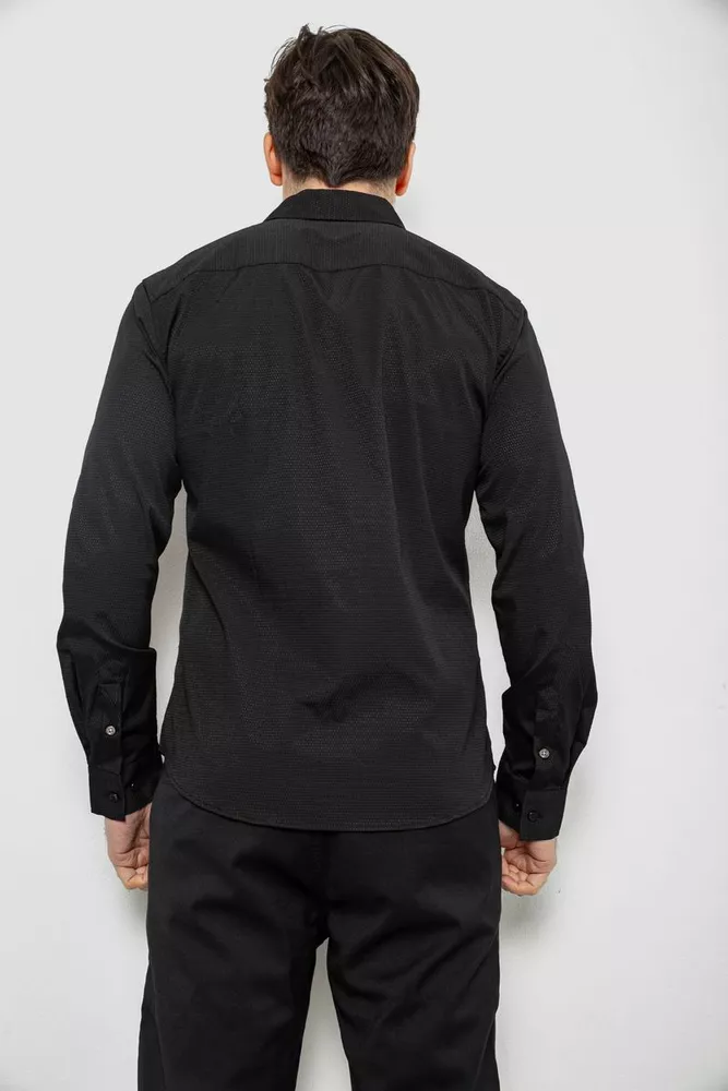 Купить Рубашка мужская однотонная с принтом, цвет черный, 186R6918-6 - Фото №4