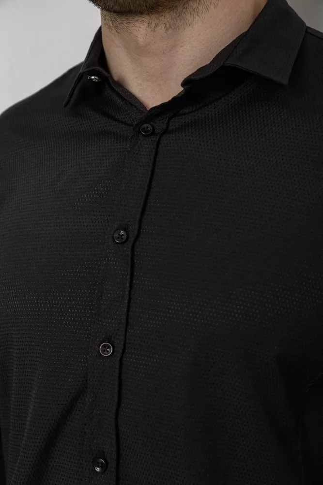 Купить Рубашка мужская однотонная с принтом, цвет черный, 186R6918-6 - Фото №5