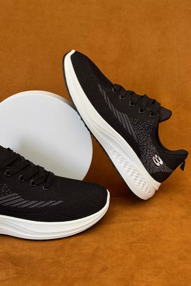 Купити Кросівки чоловічі текстильні, колір чорний, 244RJ1077 оптом - Фото №1