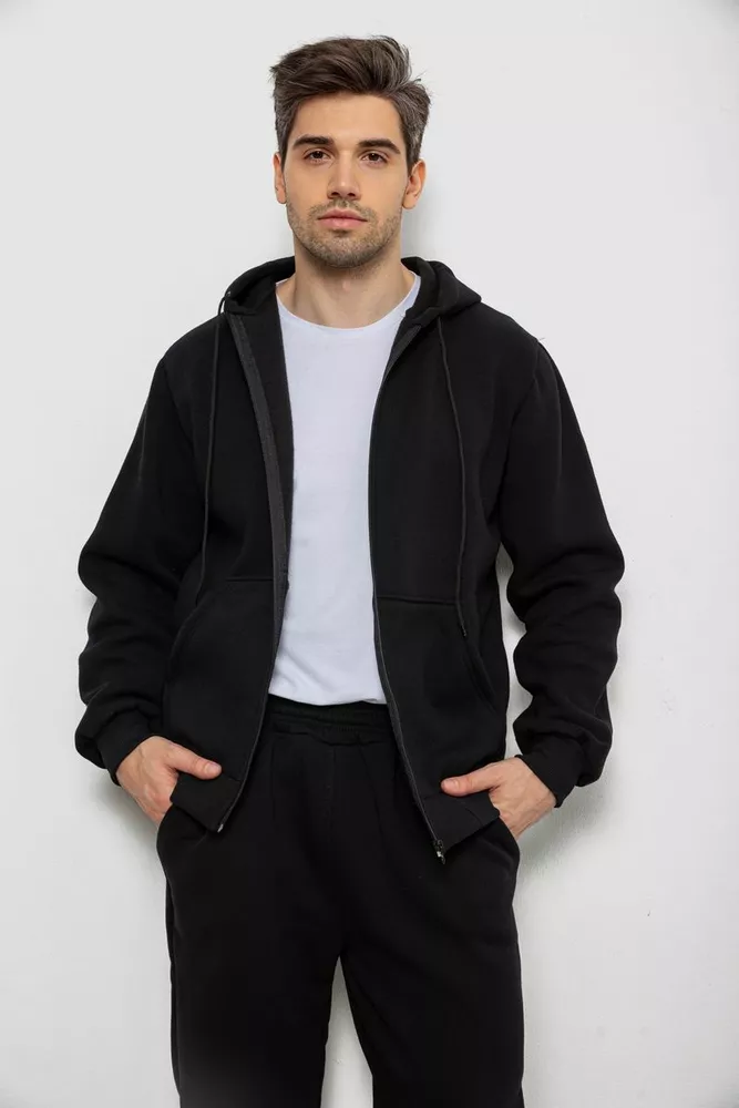 Купити Спортивний костюм чоловічий на флісі  -уцінка, колір чорний, 238R165-U-5 - Фото №2