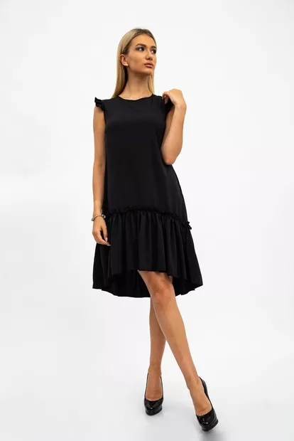 Однотонный черный сарафан, 112R413