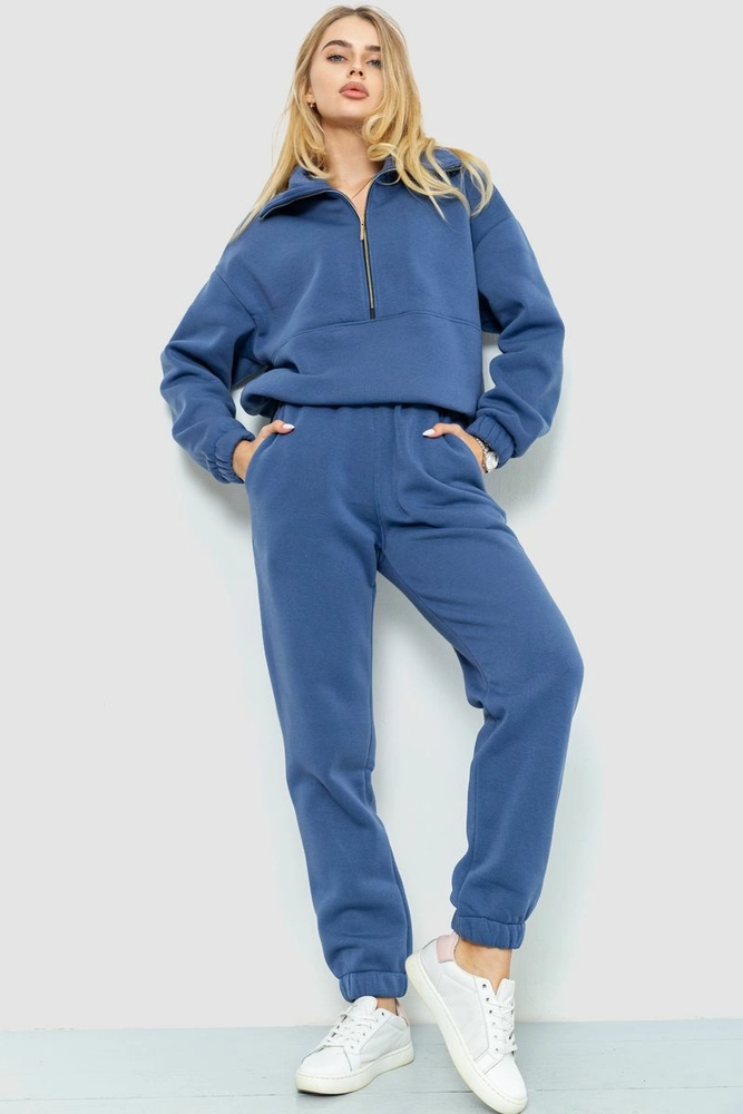 Купить Спорт костюм женский на флисе, цвет джинс, 102R401 - Фото №1