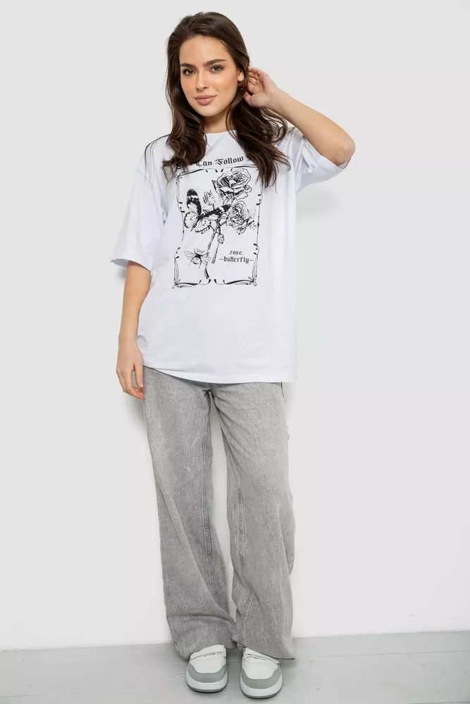 Купить Футболка женская с принтом, цвет белый, 244R2009 оптом - Фото №2