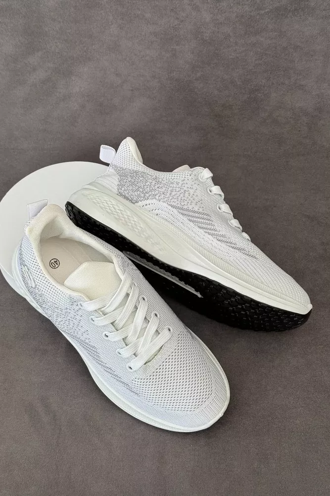 Купити Кросівки чоловічі текстильні, колір білий, 244RJ1077 оптом - Фото №3