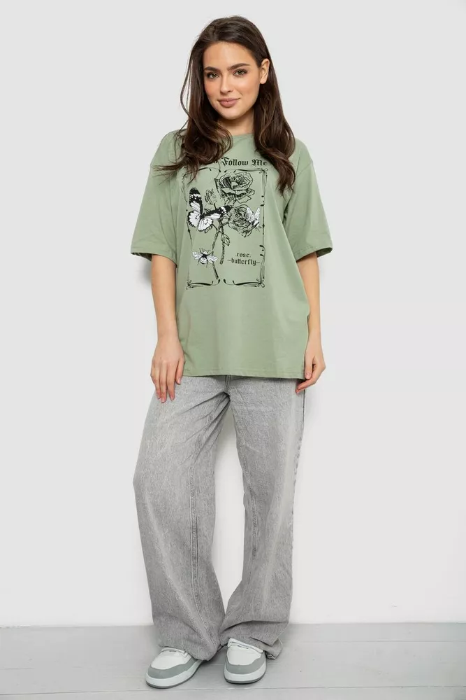 Купить Футболка женская с принтом, цвет оливковый, 244R2009 - Фото №2