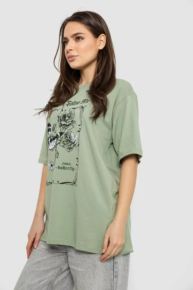 Купить Футболка женская с принтом, цвет оливковый, 244R2009 - Фото №3