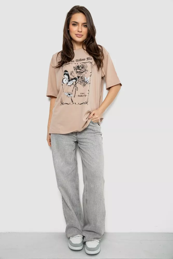 Купить Футболка женская с принтом, цвет бежевый, 244R2009 - Фото №2