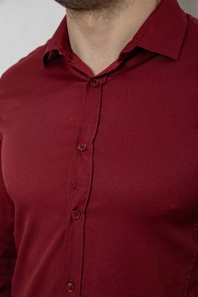Купить Рубашка мужская однотонная с принтом, цвет бордовый, 186R6918-6 - Фото №5