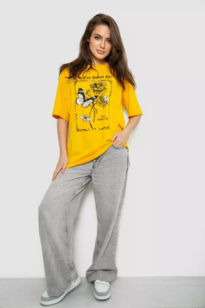 Купити Футболка жіноча з принтом, колір жовтий, 244R2009 - Фото №2