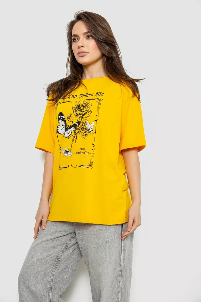 Купити Футболка жіноча з принтом, колір жовтий, 244R2009 - Фото №3