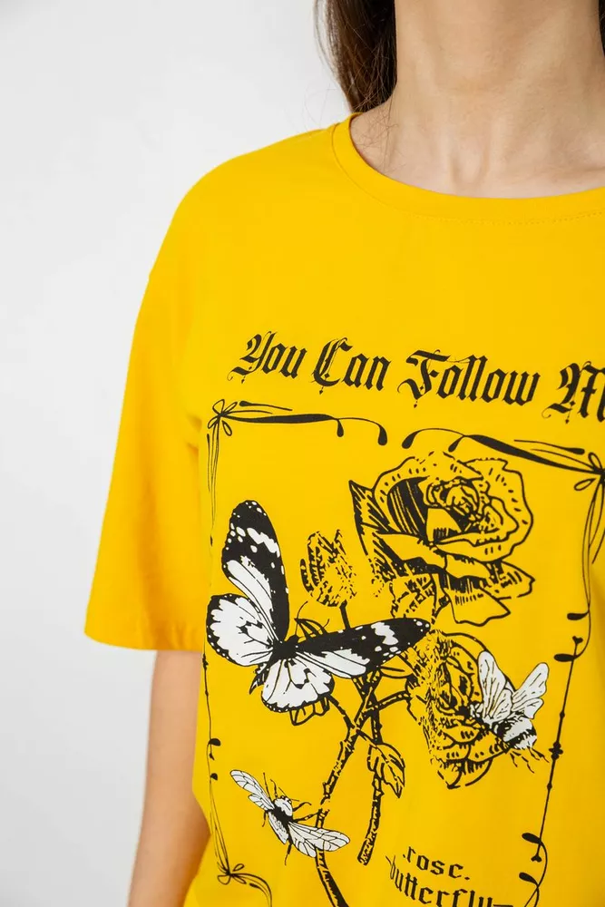 Купити Футболка жіноча з принтом, колір жовтий, 244R2009 - Фото №5