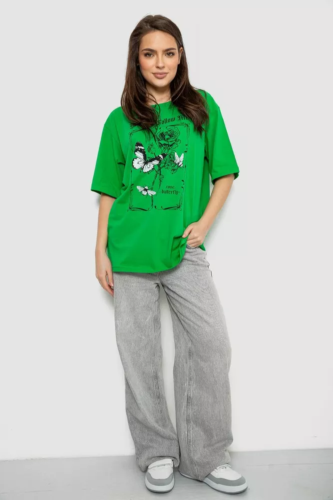 Купить Футболка женская с принтом, цвет зеленый, 244R2009 - Фото №2