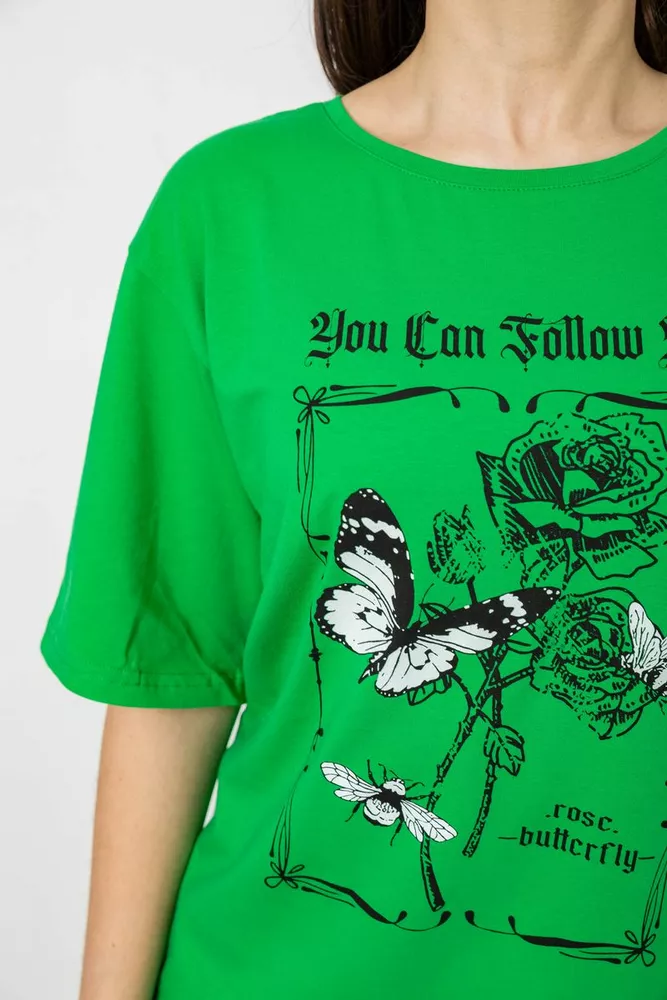 Купить Футболка женская с принтом, цвет зеленый, 244R2009 - Фото №5