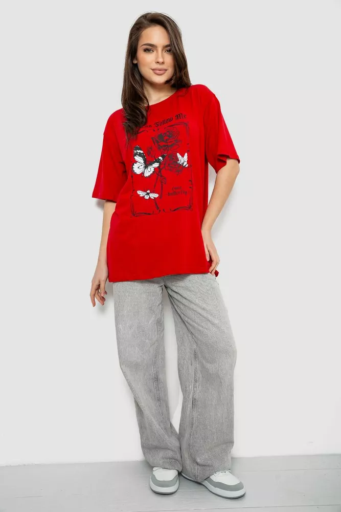 Купить Футболка женская с принтом, цвет красный, 244R2009 - Фото №2