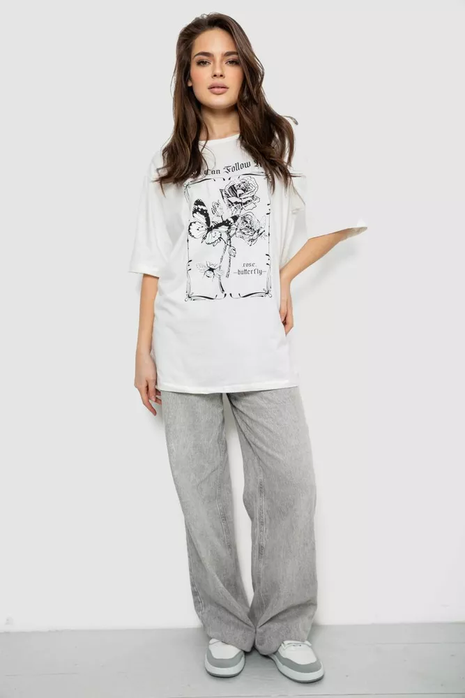 Купить Футболка женская с принтом, цвет молочный, 244R2009 - Фото №2