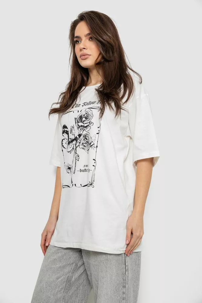 Купить Футболка женская с принтом, цвет молочный, 244R2009 - Фото №3