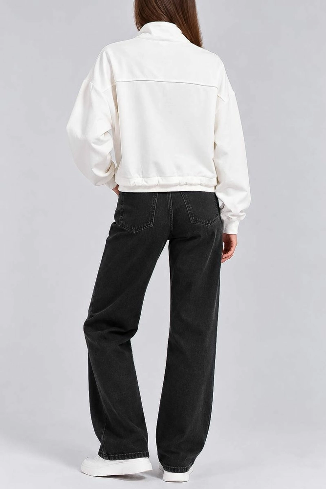 Купить Кофта женская однотонная на молнии, цвет молочный, 244R1803 - Фото №4