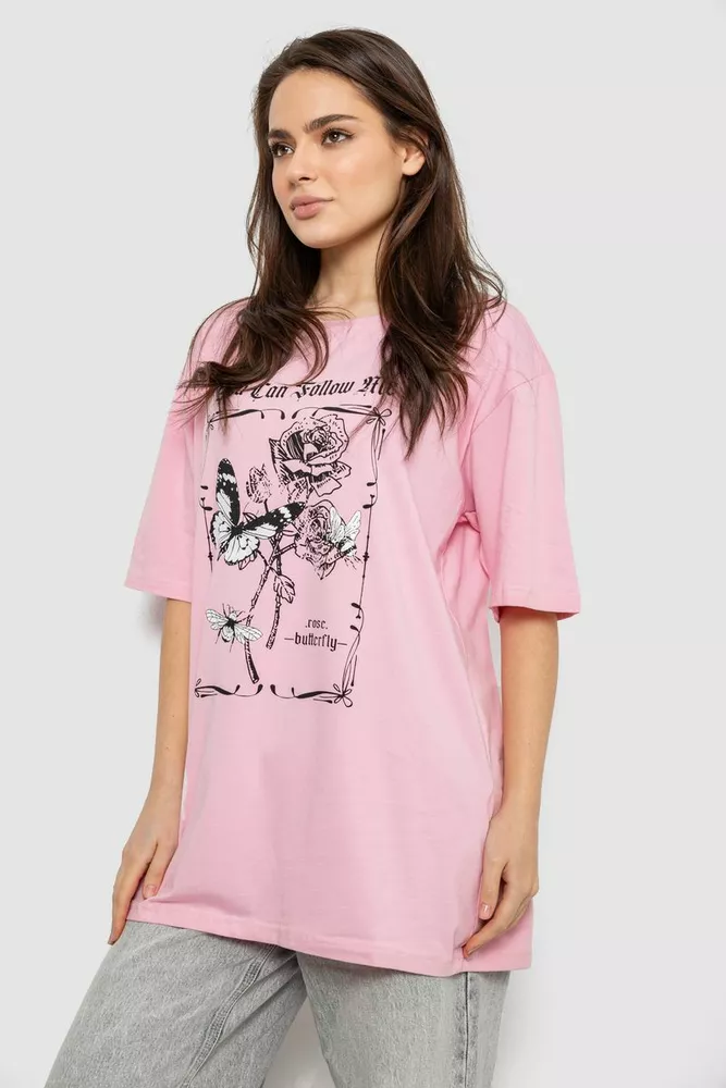 Купить Футболка женская с принтом, цвет розовый, 244R2009 - Фото №3