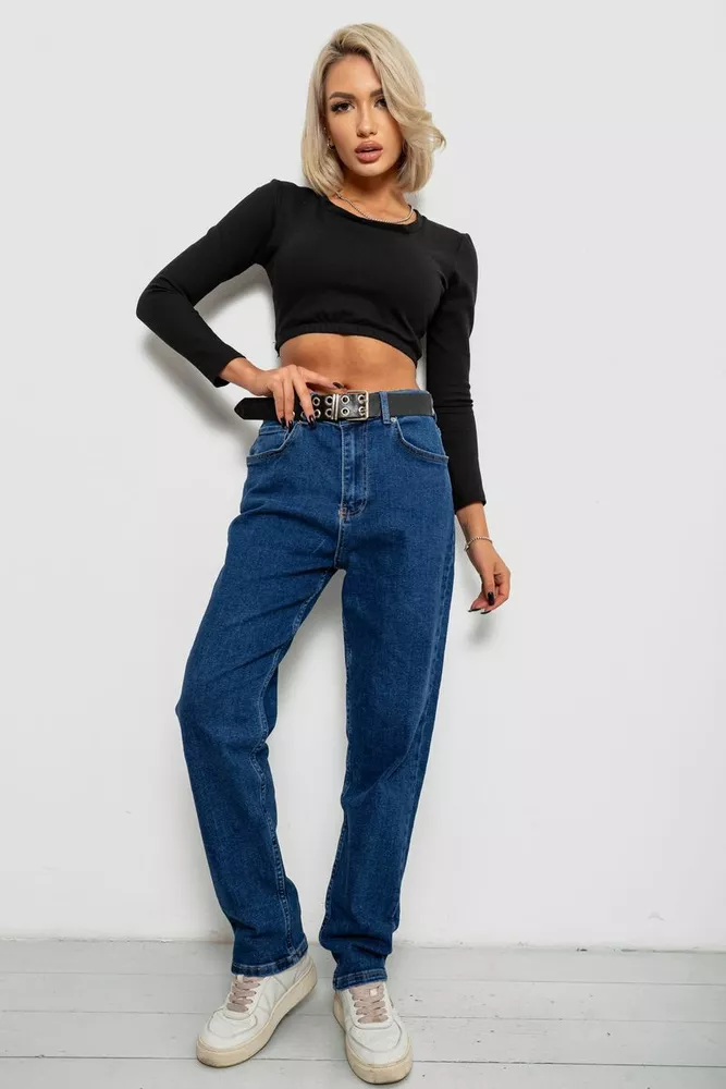 Купити Джинси жіночі однотонні Batal MOM, колір синій, 244R001120 - Фото №2