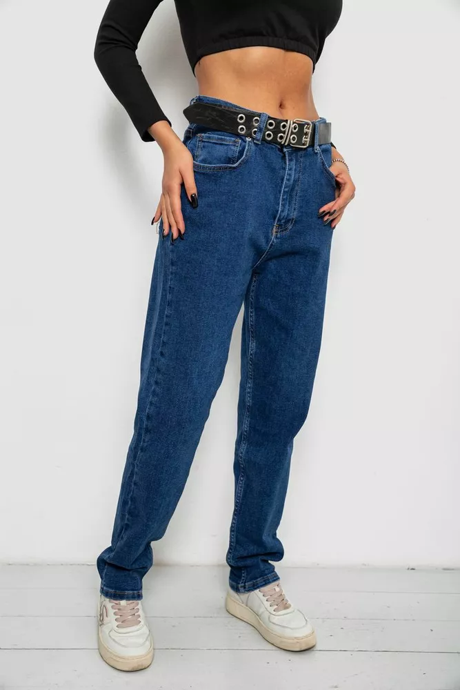 Купити Джинси жіночі однотонні Batal MOM, колір синій, 244R001120 - Фото №3