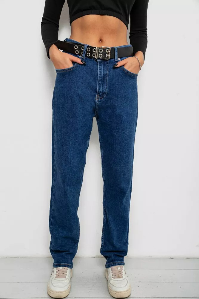 Купити Джинси жіночі однотонні Batal MOM, колір синій, 244R001120 - Фото №1