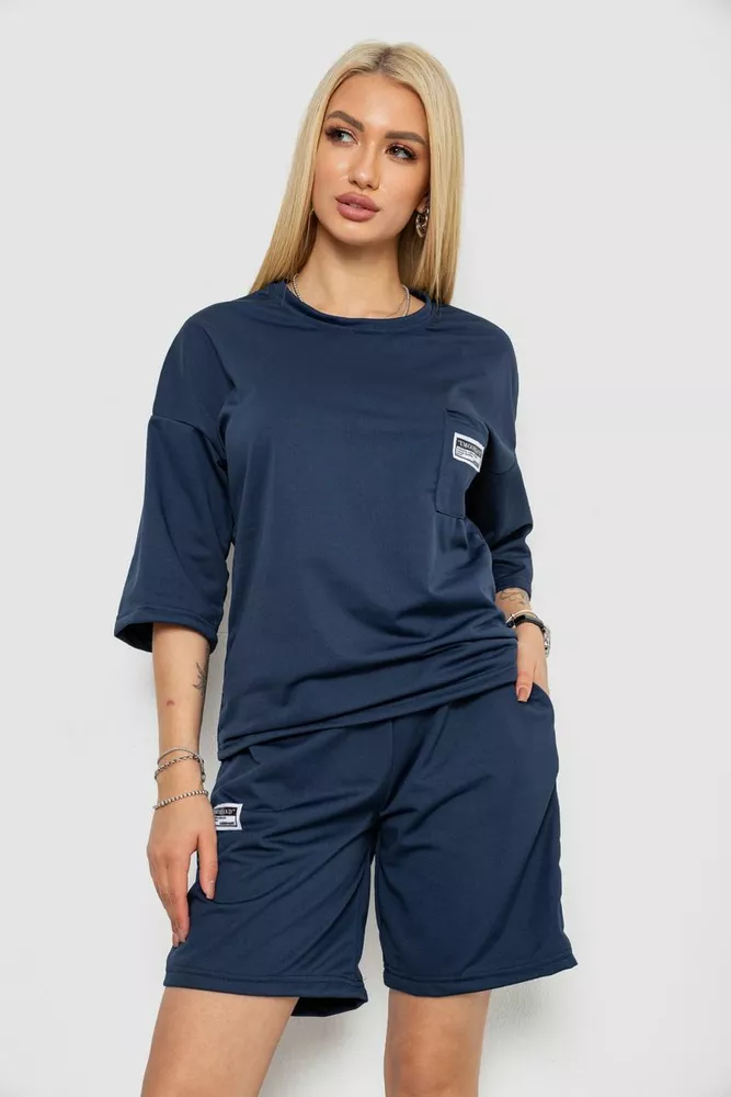 Купити Костюм жіночий однотонний  -уцінка, колір темно-синій, 238R116-1-U-2 оптом - Фото №1