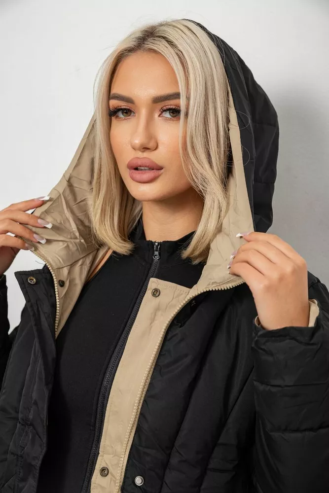 Купить Куртка женская двусторонняя зимняя  -уценка, цвет черный, 244R24115-U-7 - Фото №4