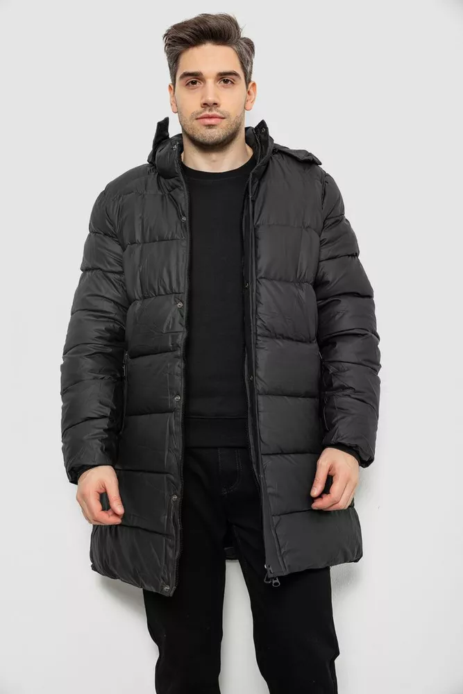 Купити Куртка чоловіча зимова подовжена  -уцінка, колір чорний, 244RH76-15-U-1 - Фото №2