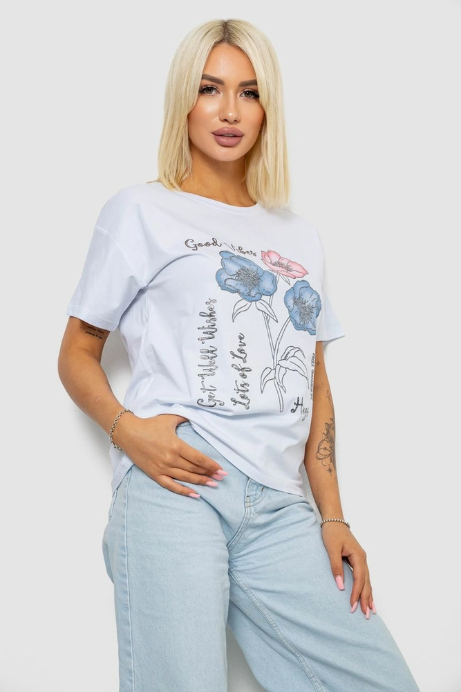 Купить Футболка женская с принтом, цвет белый, 221R2805 - Фото №3