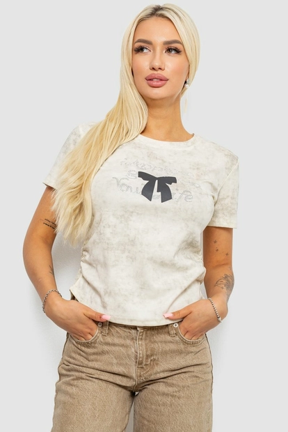 Футболка женская с принтом, цвет кремовый, 221R3304