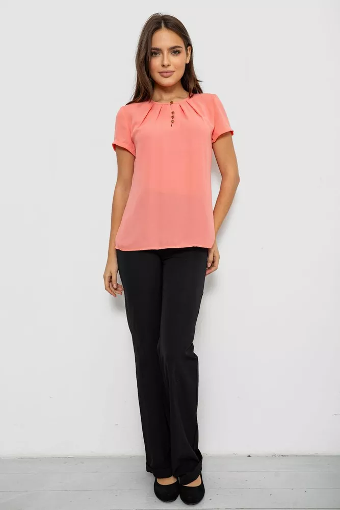 Купити Блуза однотонна  -уцінка, колір персиковий, 230R112-U-8 оптом - Фото №2