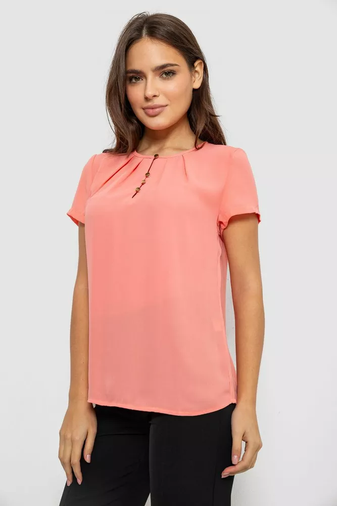 Купити Блуза однотонна  -уцінка, колір персиковий, 230R112-U-8 оптом - Фото №3