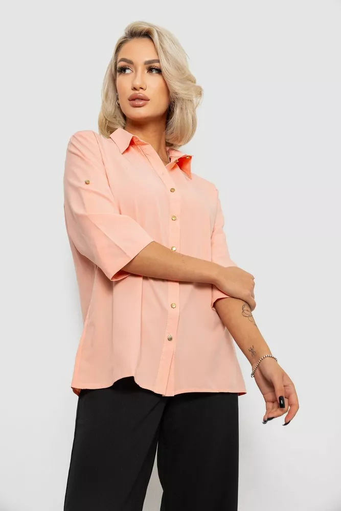 Купить Блуза классическая однотонная  -уценка, цвет персиковый, 230R1110-U-36 - Фото №3
