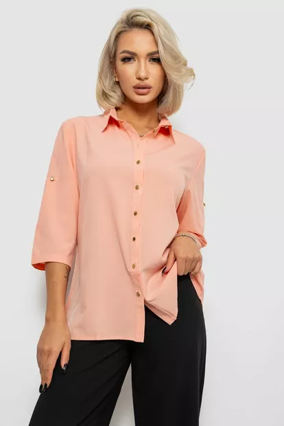 Блуза классическая однотонная  -уценка, цвет персиковый, 230R1110-U-36