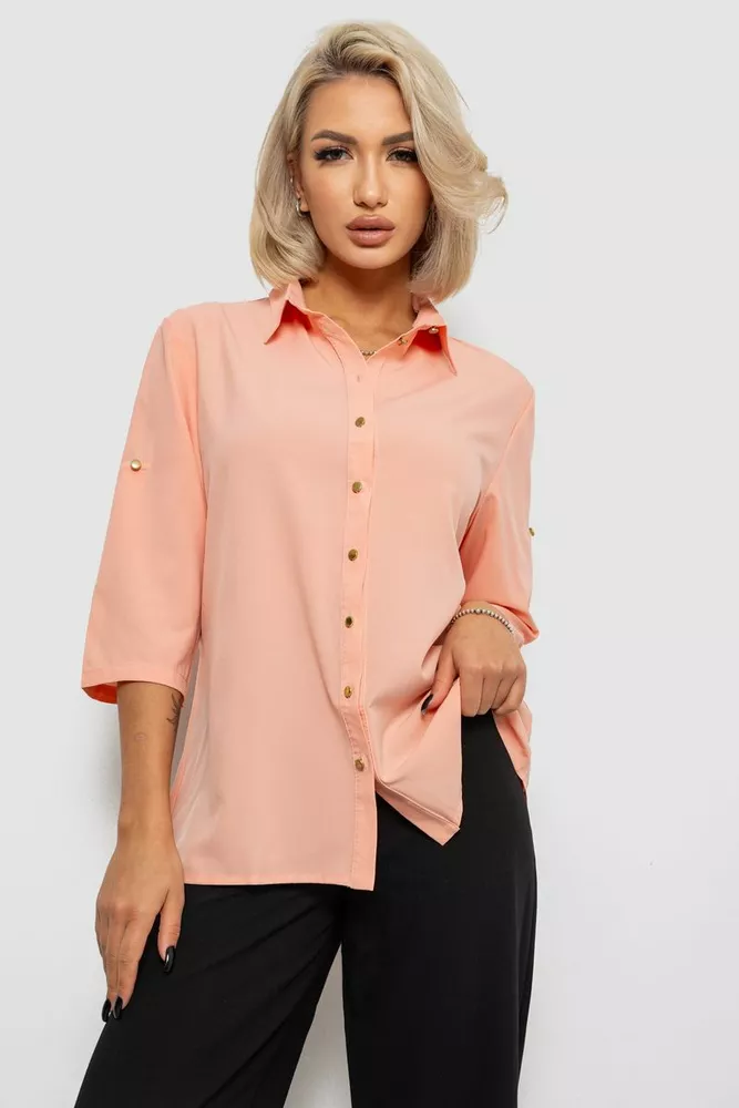 Купить Блуза классическая однотонная  -уценка, цвет персиковый, 230R1110-U-36 - Фото №1