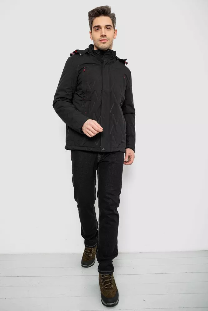 Купить Куртка мужская демисезонная с капюшоном, цвет черный, 244RL9159AL - Фото №2