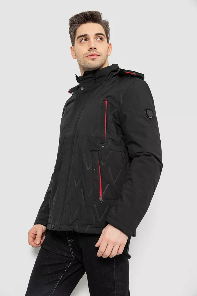 Купить Куртка мужская демисезонная с капюшоном, цвет черный, 244RL9159AL - Фото №3