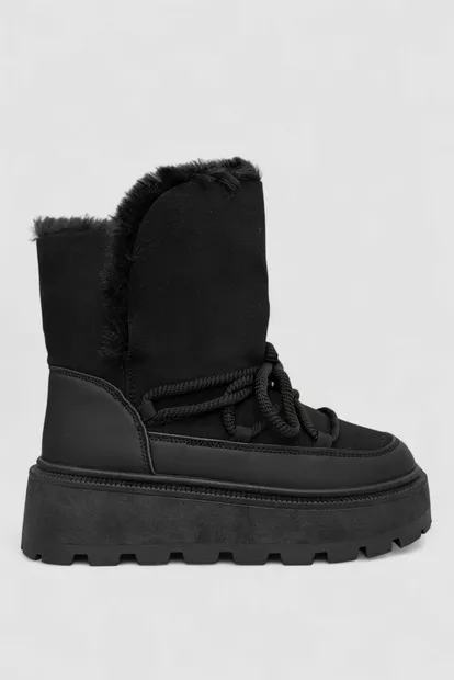 Угги женские на меху, цвет черный, 243RBB