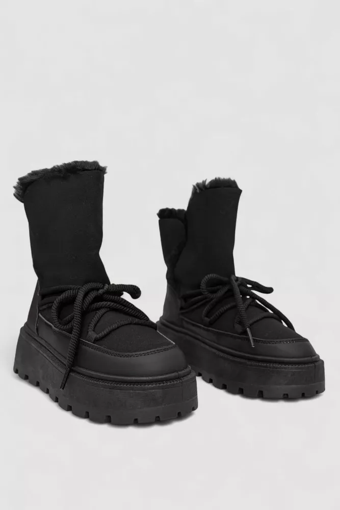 Купить Угги женские на меху, цвет черный, 243RBB - Фото №3