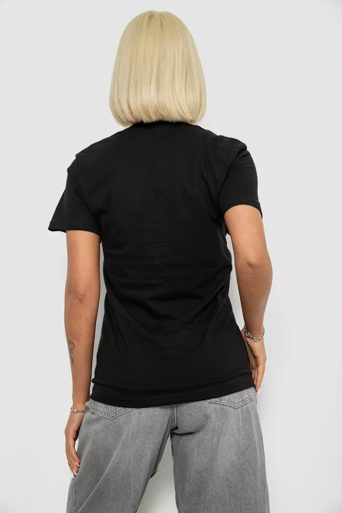 Купити Футболка жіноча однотонна, колір чорний, 129R8900-2 - Фото №4